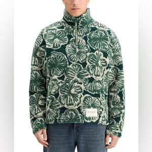 Scotch & Soda Green Sherpa Polar Fleece Quarter Zip San Fran Flower Size Large